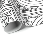 Monogram G Initiaal Black en White Floral Pattern Cadeaupapier (Rol Hoek)