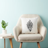 Monogram G Initiaal Black en White Floral Pattern Kussen (Stoel)