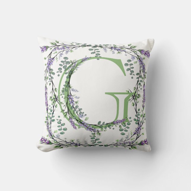 Monogram G Lavender Eucalyptus Kussen (Voorkant)