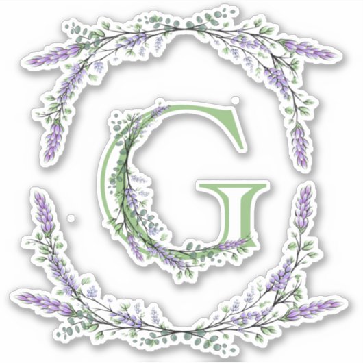 Monogram G Lavender Eucalyptus Sticker (Voorkant)