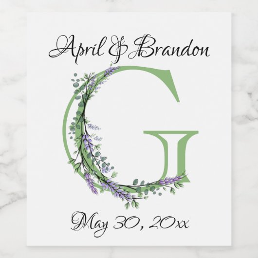 Monogram G Lavender Eucalyptus Wijn Etiket (Enkel label)