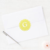 Monogram G Lichtgele  uitnodiging Ronde Sticker (Envelop)