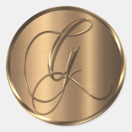 Monogram G NONMETALLIC Bronze Envelope Seal Ronde Sticker