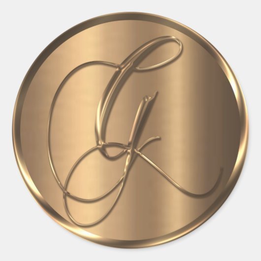 Monogram G NONMETALLIC Bronze Envelope Seal Ronde Sticker (Voorkant)