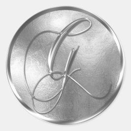 Monogram G NONMETALLIC Silver Envelope Seal Ronde Sticker