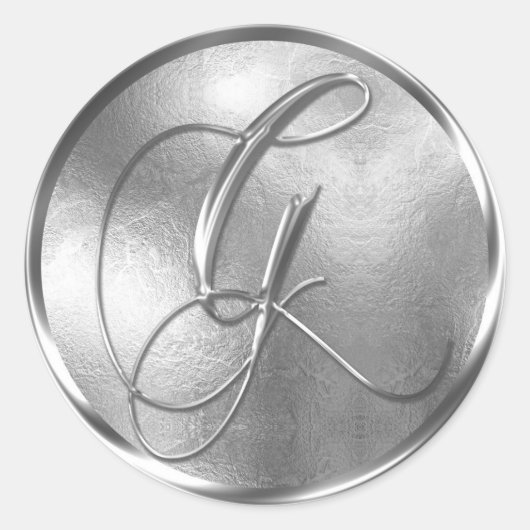 Monogram G NONMETALLIC Silver Envelope Seal Ronde Sticker (Voorkant)