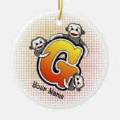 Monogram G Sock Monkey Keramisch Ornament (Voorkant)