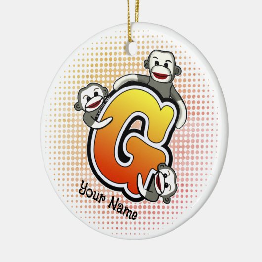 Monogram G Sock Monkey Keramisch Ornament (Links)