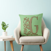 Monogram G Spring Green Family Wedding, Birthday Kussen (Stoel)