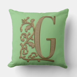 Monogram G Spring Green Family Wedding, Birthday Kussen