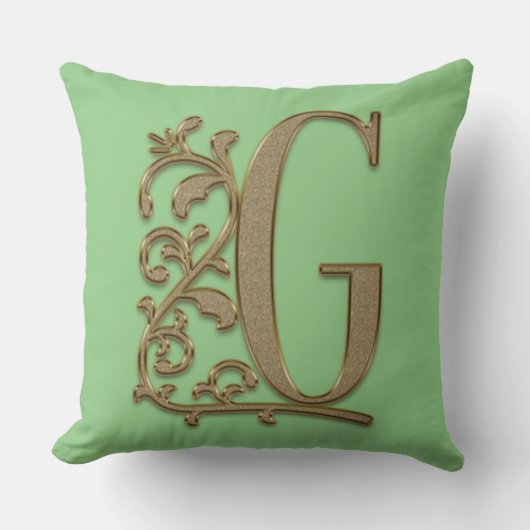 Monogram G Spring Green Family Wedding, Birthday Kussen (Voorkant)