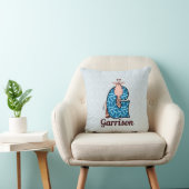 Monogram G van het Kind Blauwe en bruine Giraffe Kussen (Stoel)