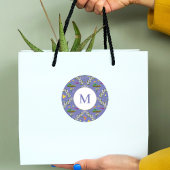 Monogram Gardening Damask Paars Pattern Ronde Sticker