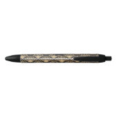 Monogram Gatsby Art Deco geometrisch waaierpatroon Zwarte Inkt Pen (Achterkant)