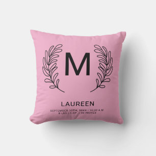 Monogram Geboorte Stats Pasgeboren Baby Kussen