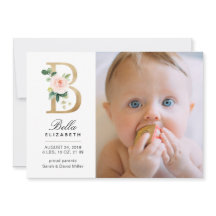 Monogram geboorteaankondiging