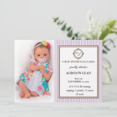 Monogram geboorteaankondiging kaart (Staand voorkant)