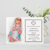 Monogram geboorteaankondiging kaart (Staand voorkant)