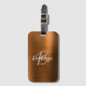 Monogram gebrand Sinaasappel geborsteld metaalscri Bagagelabel (Voorkant (verticaal))