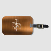 Monogram gebrand Sinaasappel geborsteld metaalscri Bagagelabel (Voorkant (horizontaal))