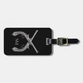 Monogram gecroseerde pistolen zwart bagagelabel (Voorkant horizontaal)