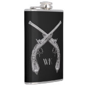 Monogram gecroseerde pistolen zwart heupfles (Rechts)