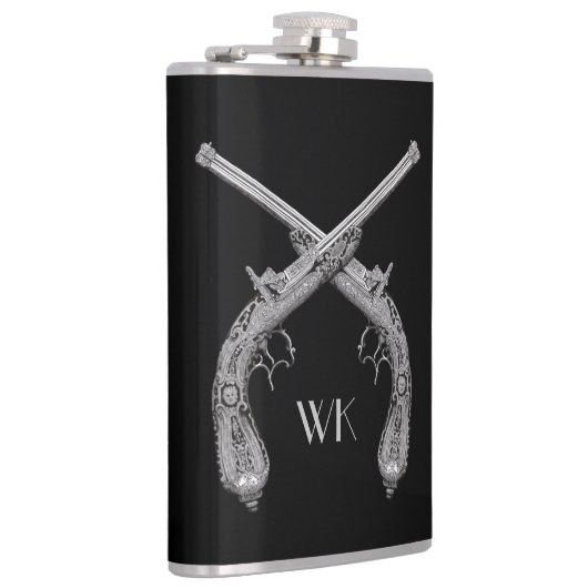 Monogram gecroseerde pistolen zwart heupfles (Rechts)