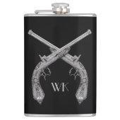 Monogram gecroseerde pistolen zwart heupfles (Voorkant)
