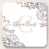 Monogram Gedroogd Bloemen Hard plastiek onderzette Bier Onderzetter (Voorkant)