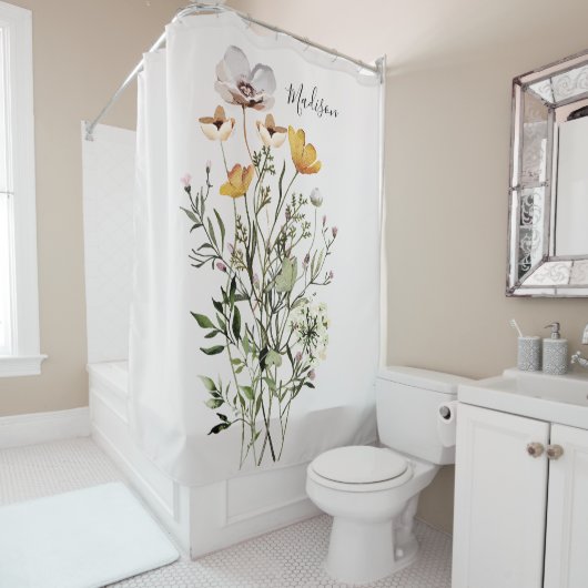 Monogram Gedroogd Wildbloemboeket Douchegordijn (In situ)