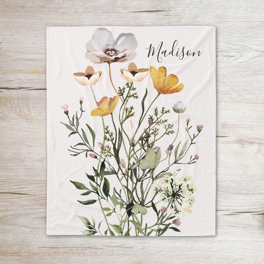 Monogram Gedroogd Wildbloemboeket Fleece Deken