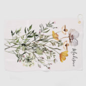 Monogram Gedroogd Wildbloemboeket Golfhanddoek (Horizontaal)