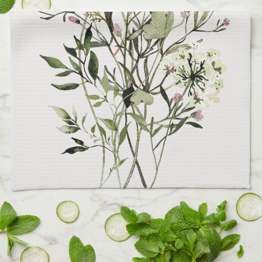 Monogram Gedroogd Wildbloemboeket Theedoek (Gevouwen)