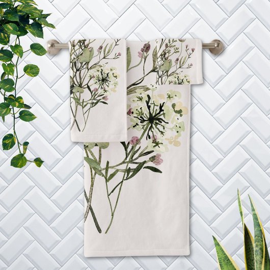Monogram gedroogde boeket van wilde bloemen bad handdoek