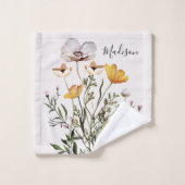 Monogram gedroogde boeket van wilde bloemen bad handdoek (Wasdoekje)