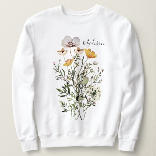 Monogram gedroogde wilde bloemenboeket trui (Design voorkant)