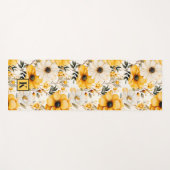 Monogram Geel bloempatroon Yogamat (Voorkant (horizontaal))