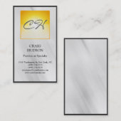 Monogram Geel Button Patroon Grijs Visitekaartje (Voorkant / Achterkant)