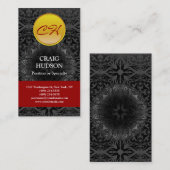 Monogram Geel Button Patroon Grijs Visitekaartje (Voorkant / Achterkant)