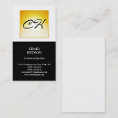 Monogram Geel Button Patroon Wit Visitekaartje (Voorkant / Achterkant)