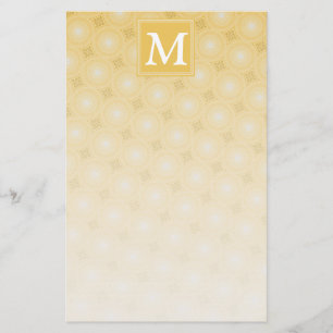 Monogram geel cirkelpatroon briefpapier
