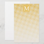 Monogram geel cirkelpatroon briefpapier (Voorkant / Achterkant)