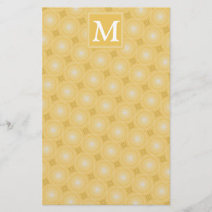 Monogram geel cirkelpatroon briefpapier