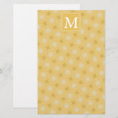 Monogram geel cirkelpatroon briefpapier (Voorkant / Achterkant)