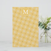 Monogram geel cirkelpatroon briefpapier (Staand voorkant)