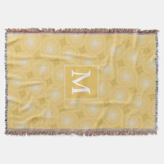 Monogram geel cirkelpatroon deken (Voorkant)
