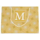Monogram geel cirkelpatroon groot cadeauzakje (Voorkant)