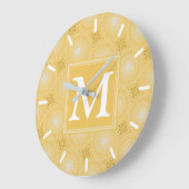 Monogram geel cirkelpatroon grote klok (Hoek)