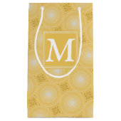 Monogram geel cirkelpatroon klein cadeauzakje (Voorkant)