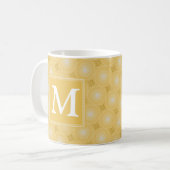 Monogram geel cirkelpatroon koffiemok (Voorkant links)